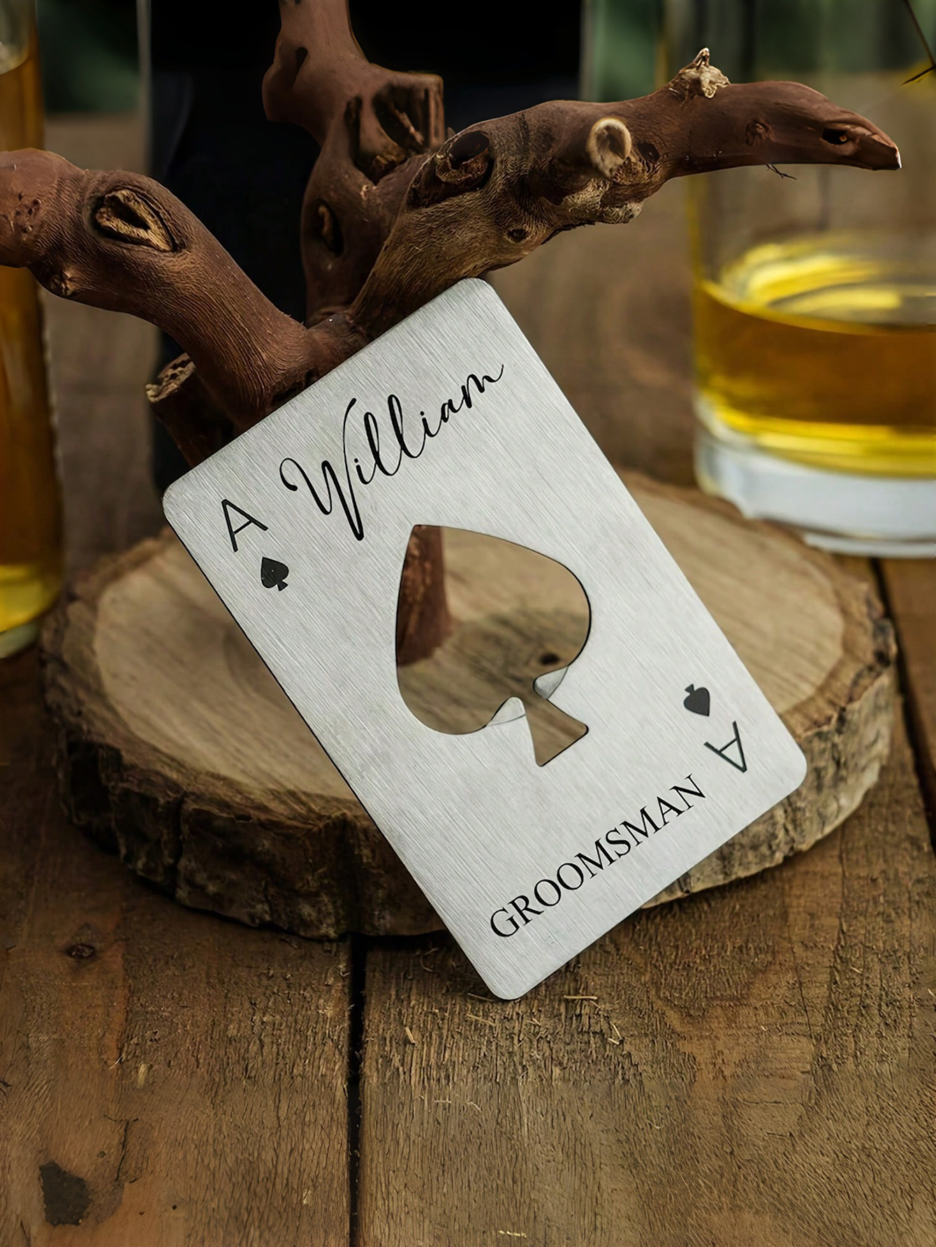 Customizable Stainless Steel Personalized Wedding Bottle Opener, Spade-Shaped Bottle Opener, Wedding Souvenir